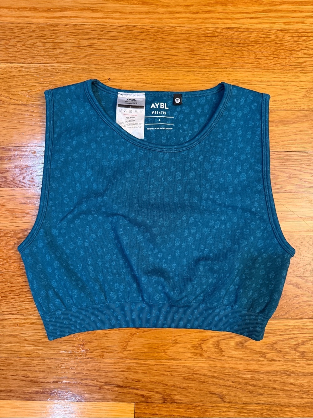 AYBL Evolve Speckle Seamless Sports Bra (Cropped Tank) Teal Speckle - Size Large